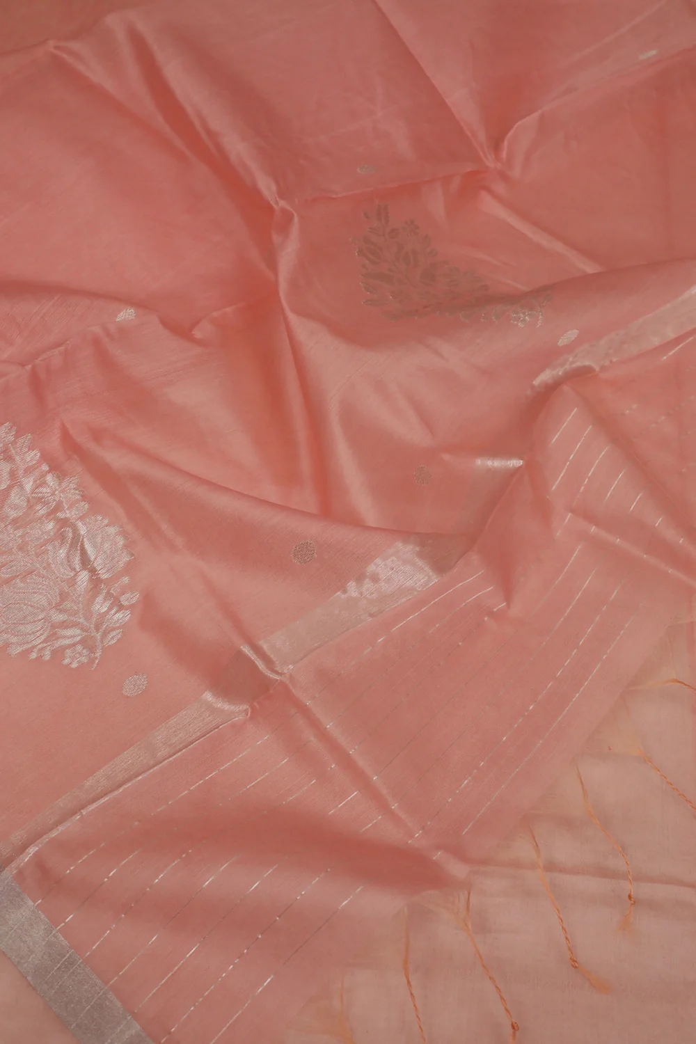 Dark Peach Handwoven Chanderi Dupatta - Image 4