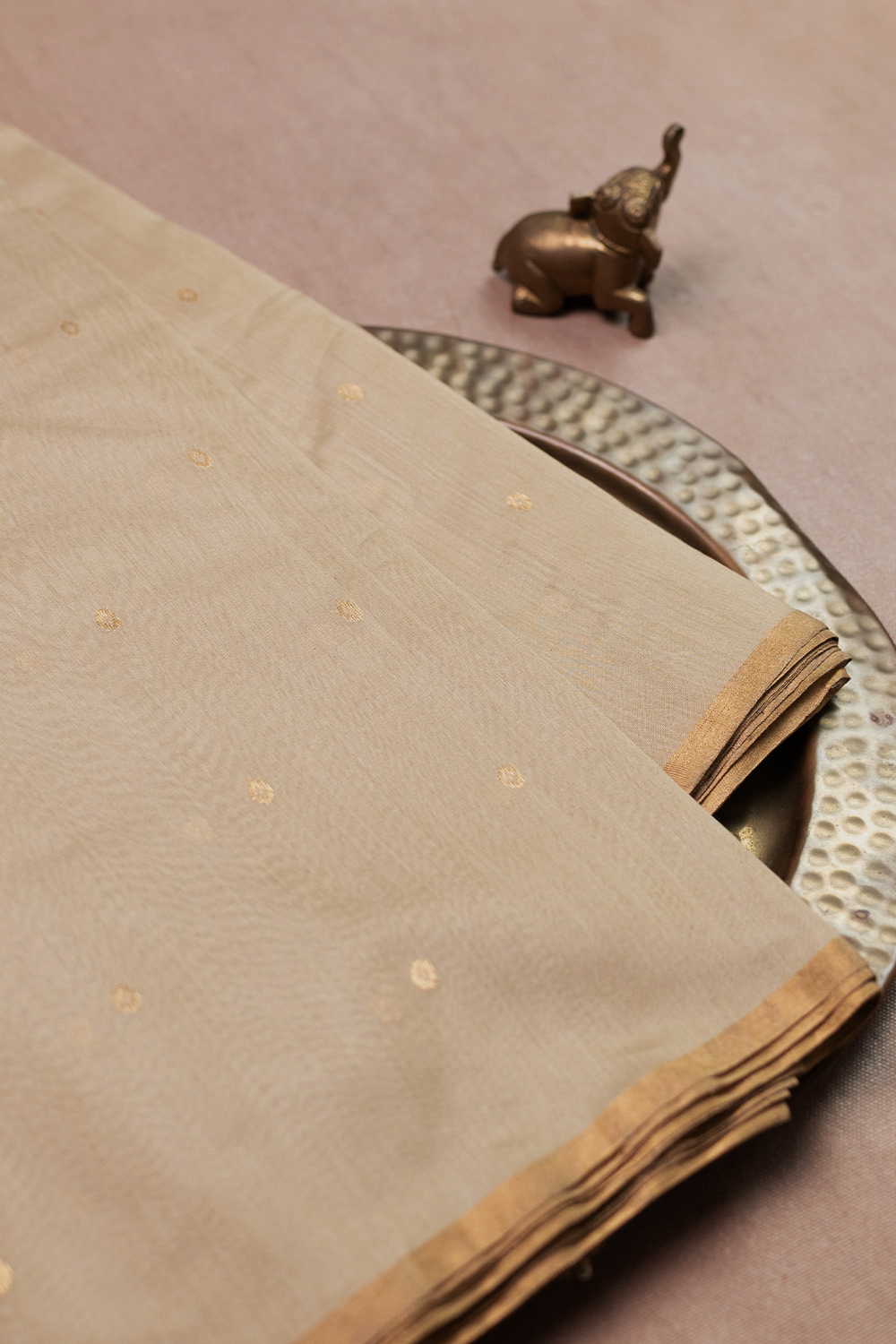 Soft Beige Chanderi Silk Cotton Fabric - Image 2