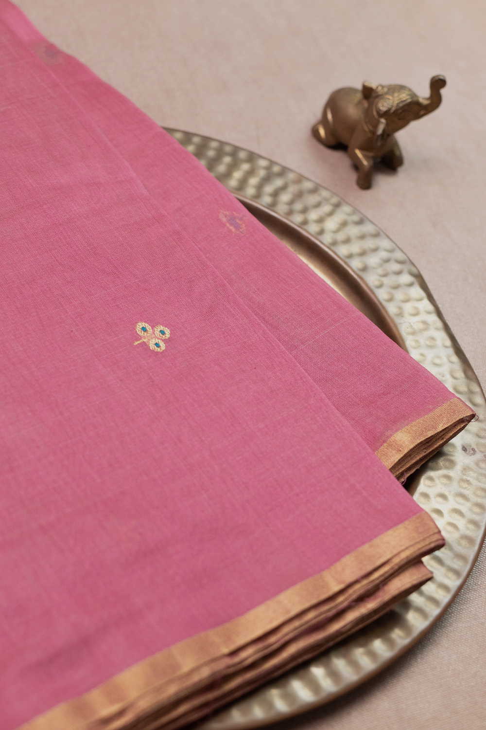 Shimmer Pink Chanderi Silk Cotton Fabric - Image 2