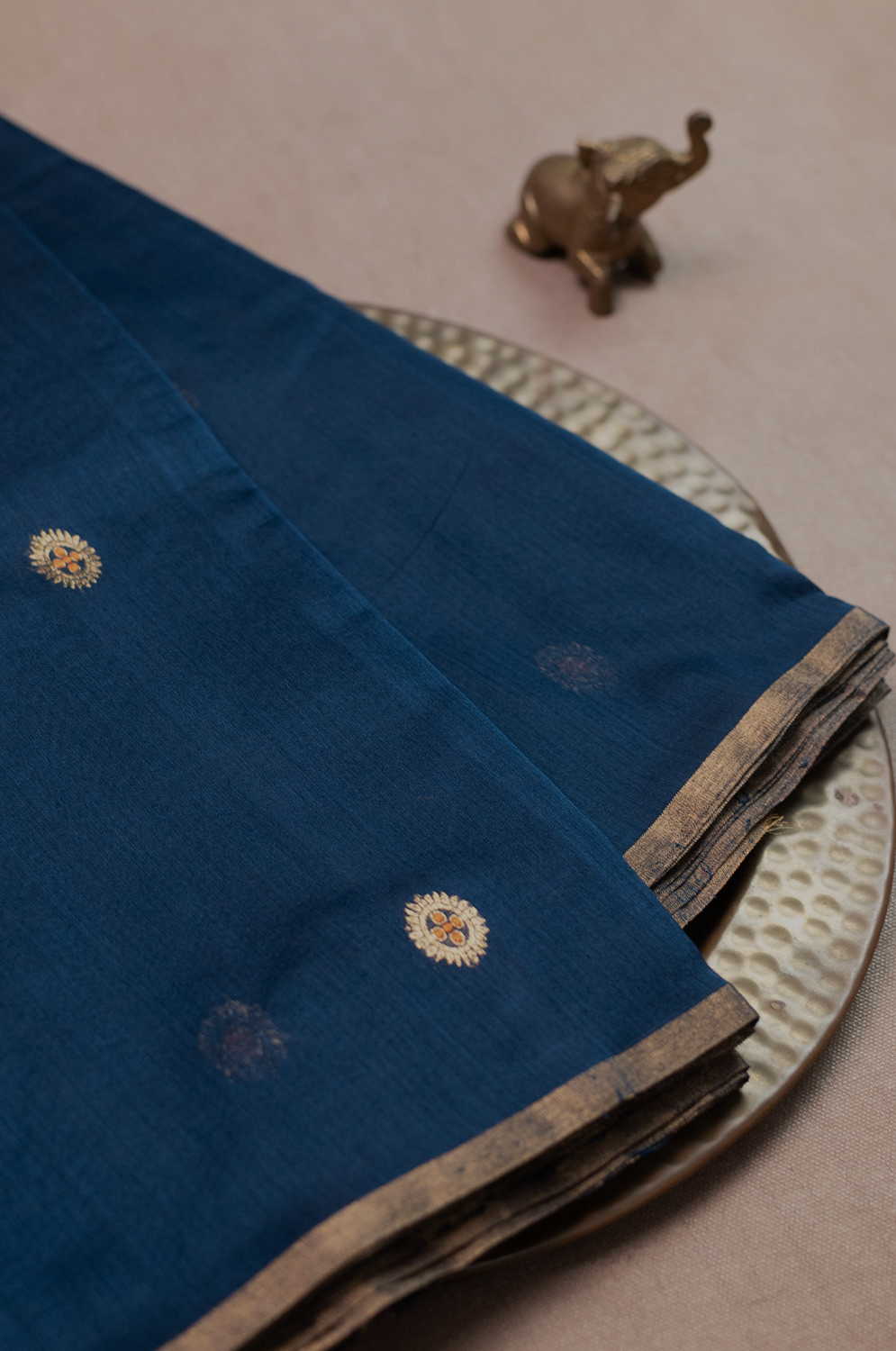 Royal Blue Chanderi Silk Cotton Fabric - Image 2
