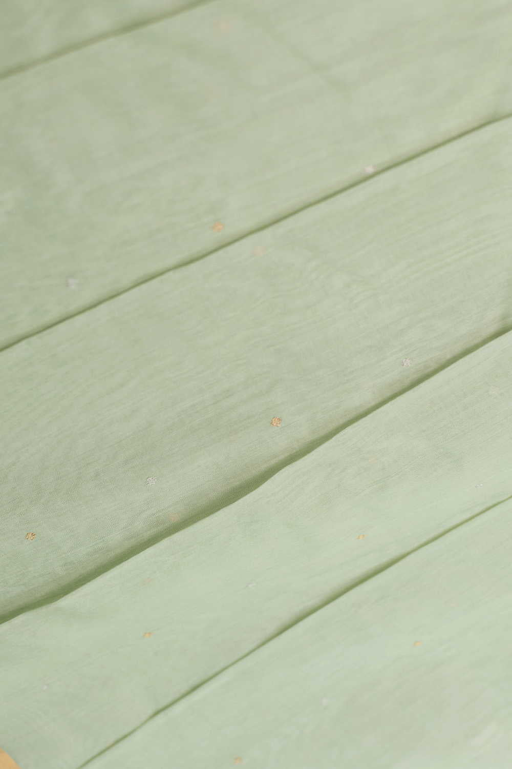 Soft Green with Tiny Butti Chanderi Silk Cotton Fabric - Image 3