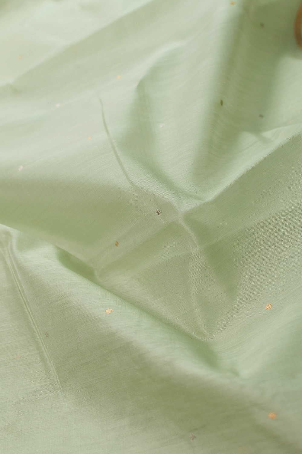 Soft Green with Tiny Butti Chanderi Silk Cotton Fabric - Image 4