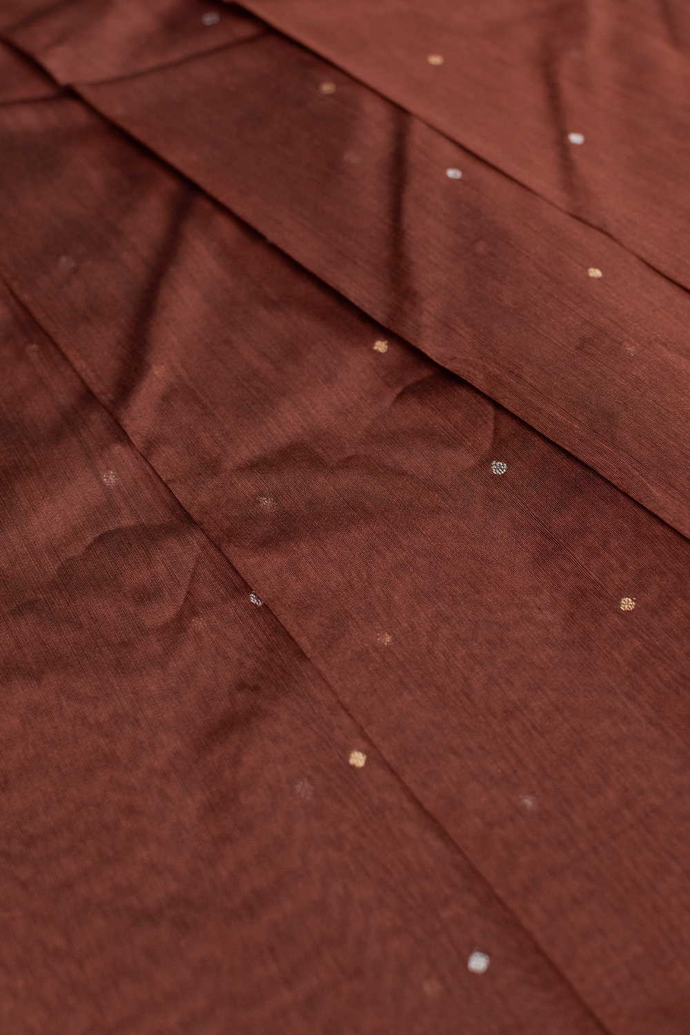 Zari Butti - Shade of Brown Chanderi Silk Cotton Fabric - Image 3