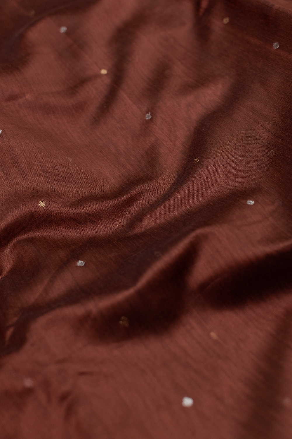 Zari Butti - Shade of Brown Chanderi Silk Cotton Fabric - Image 4