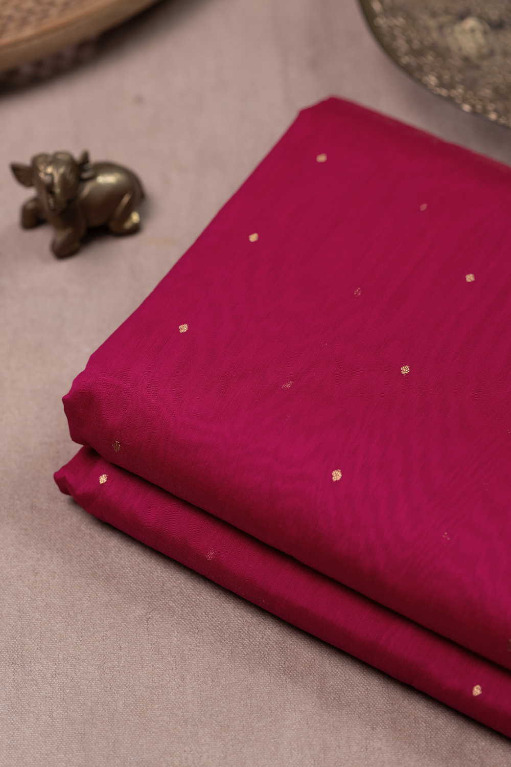 Pink with Zari Butti Chanderi Silk Cotton Fabric