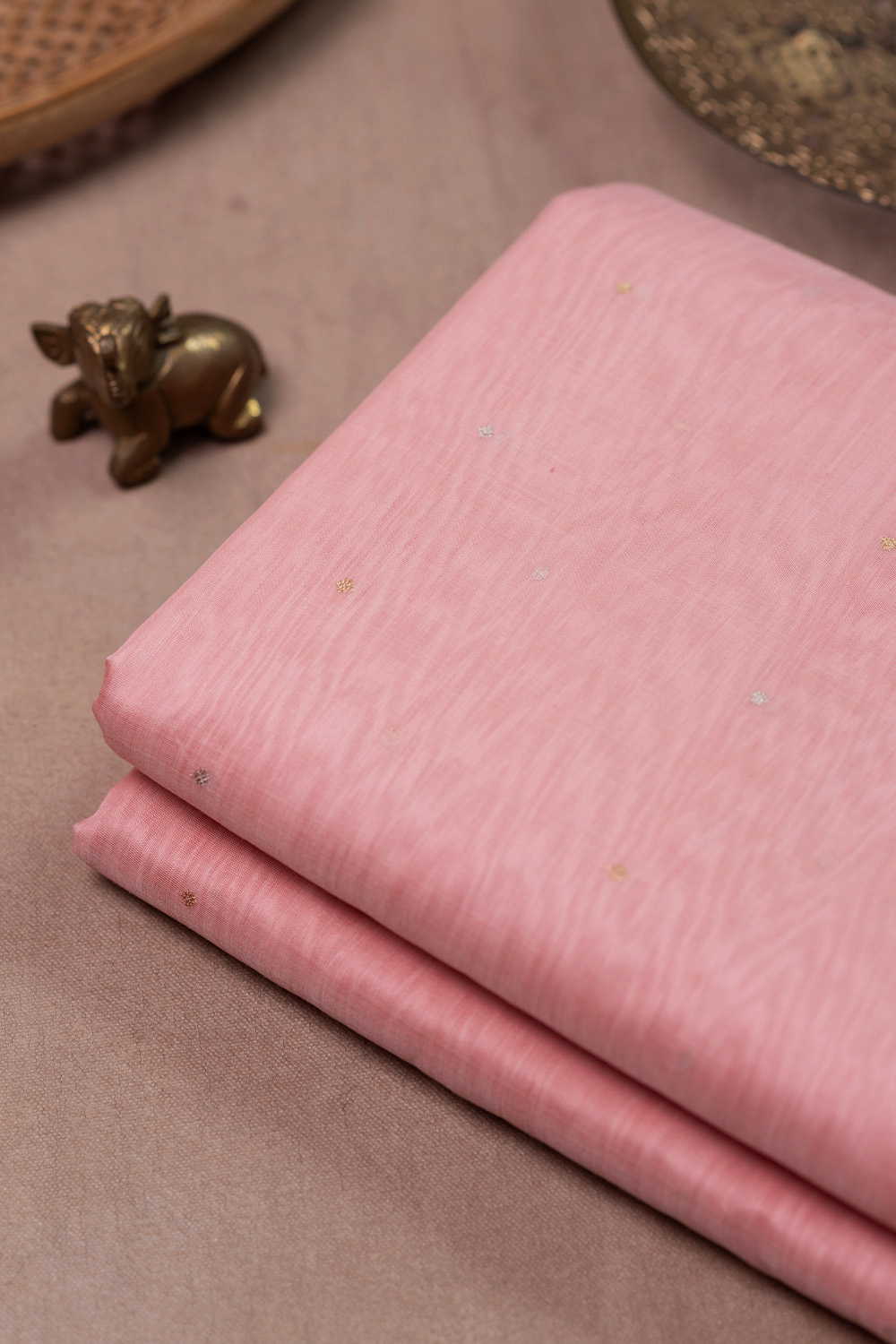 Baby Pink Chanderi Silk Cotton Fabric