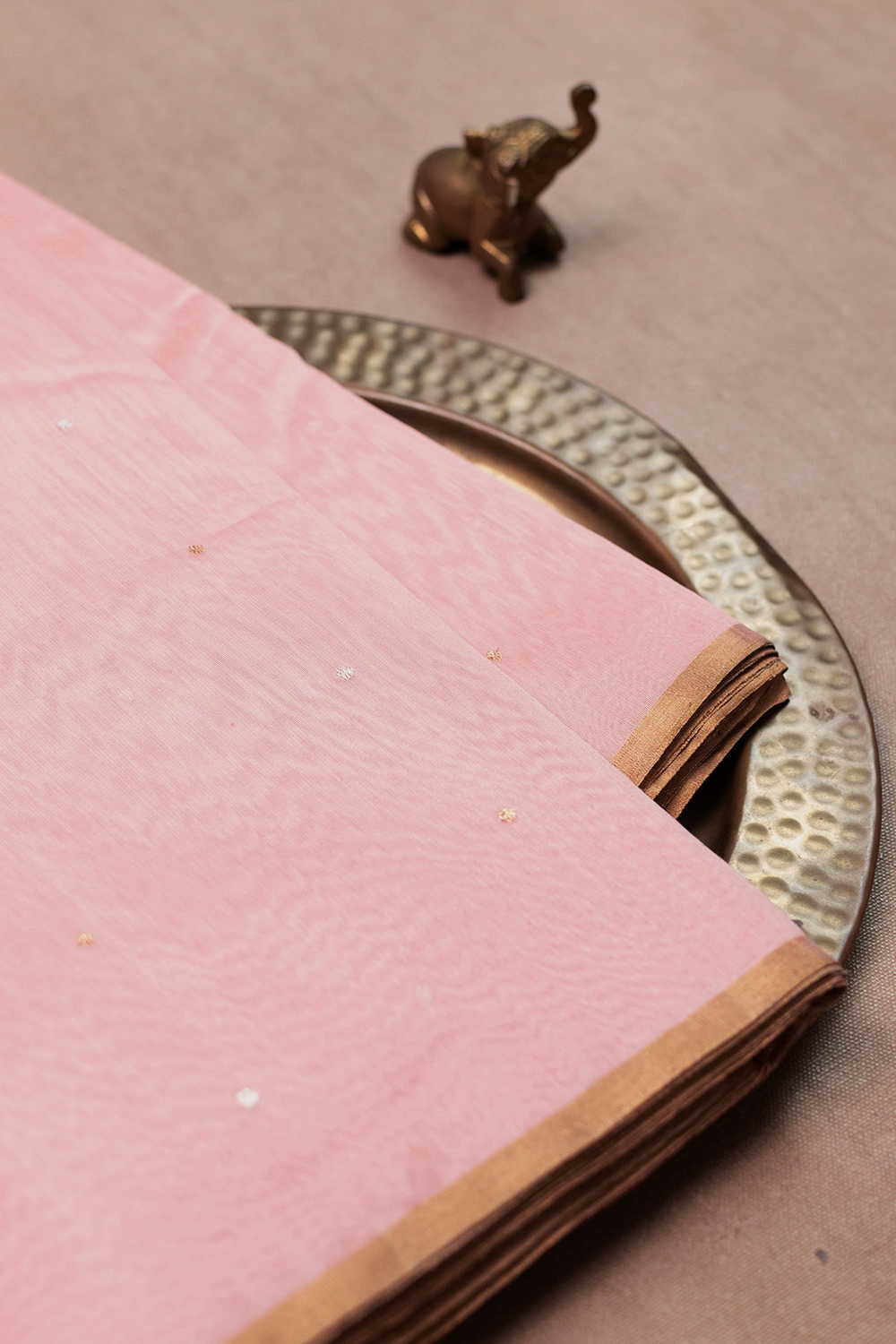 Baby Pink Chanderi Silk Cotton Fabric - Image 2