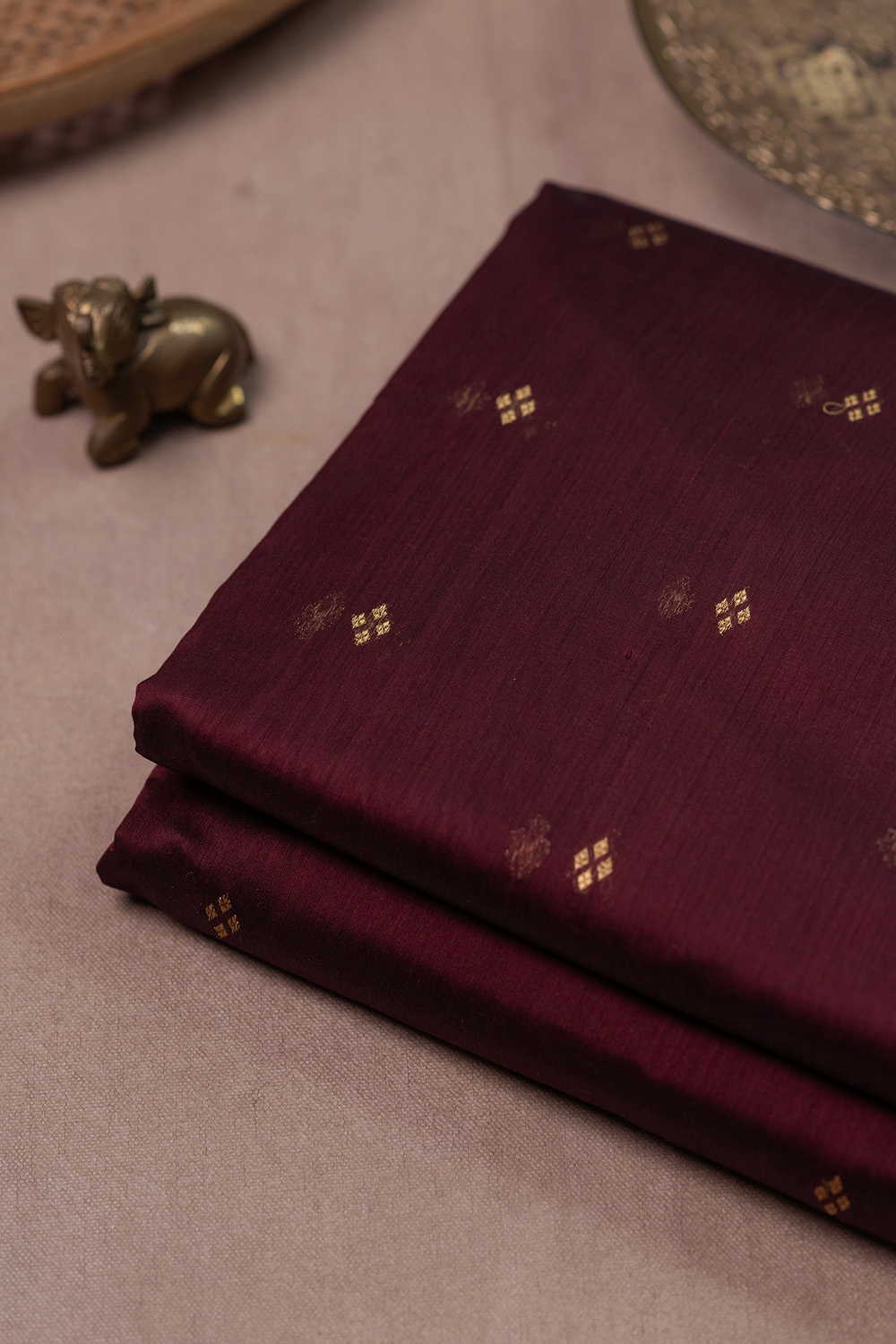 Gold Zari Butta Chanderi Silk Cotton Fabric
