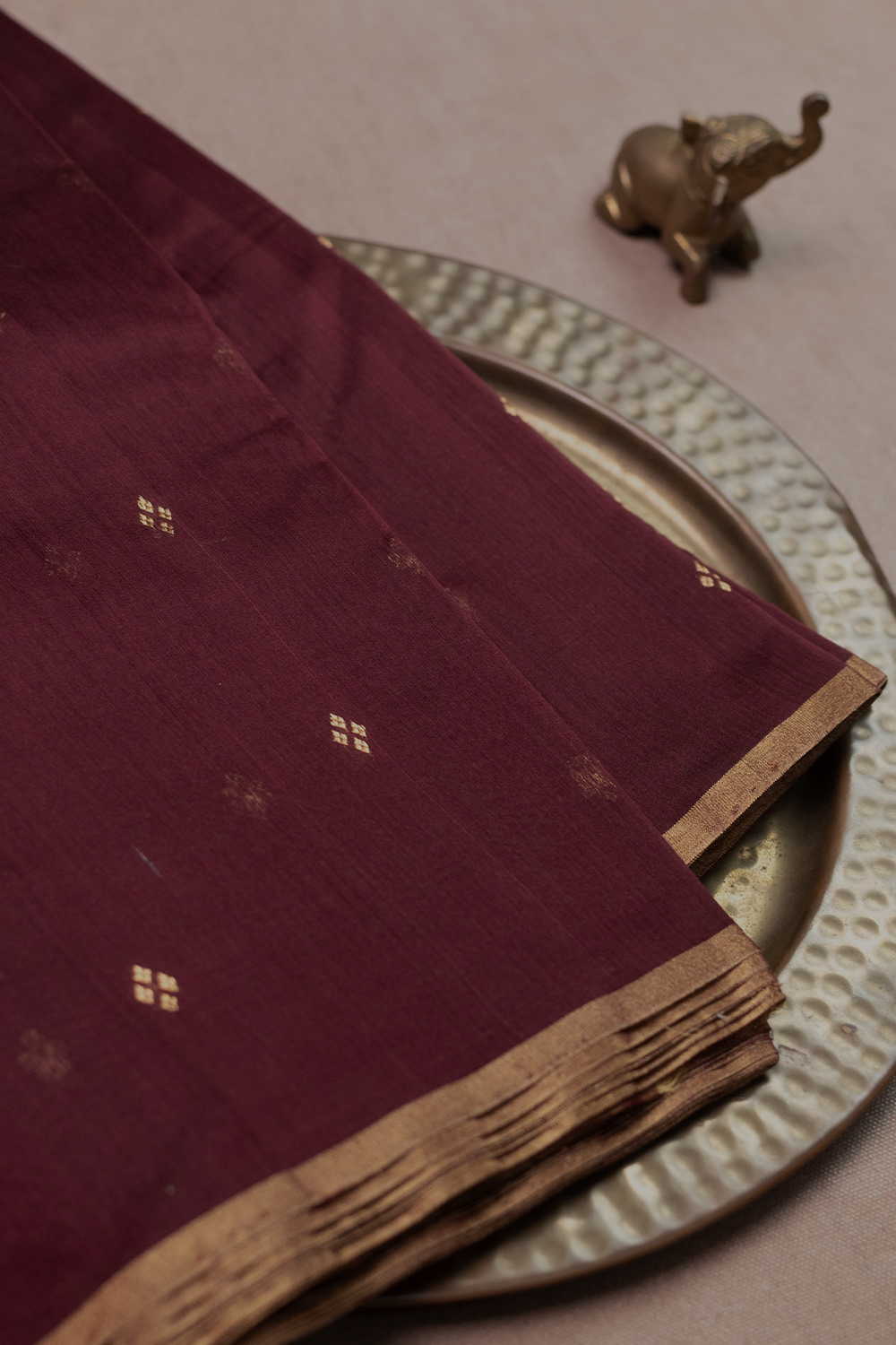 Gold Zari Butta Chanderi Silk Cotton Fabric - Image 2