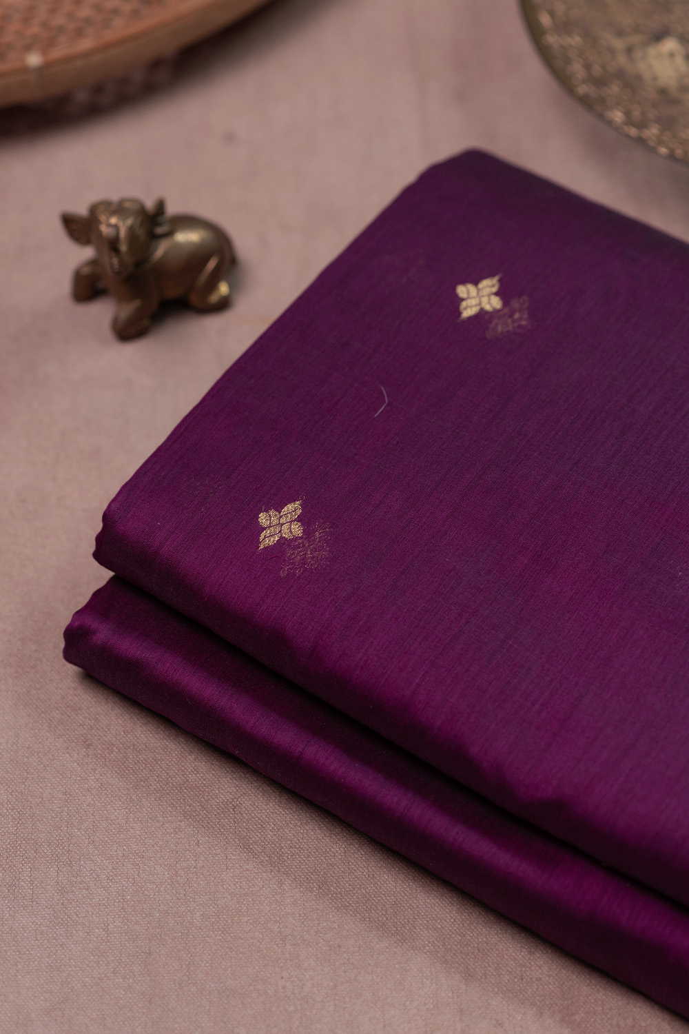Boysenbeery Purple Chanderi Silk Cotton Fabric