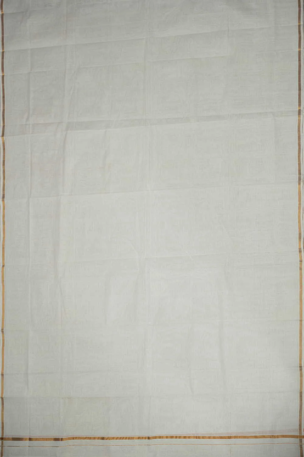 Off-White Handwoven Cotton Dhoti with Checkered Handspun Fabric - Image 3