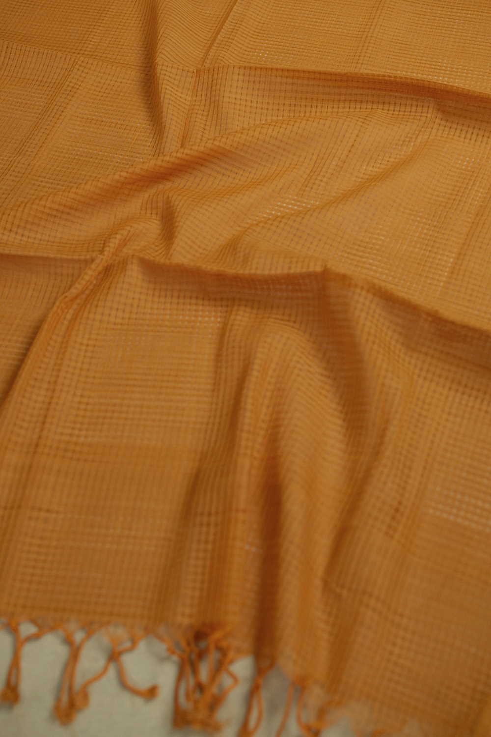 Dark Yellow Handwoven Cotton Dupatta - Image 3