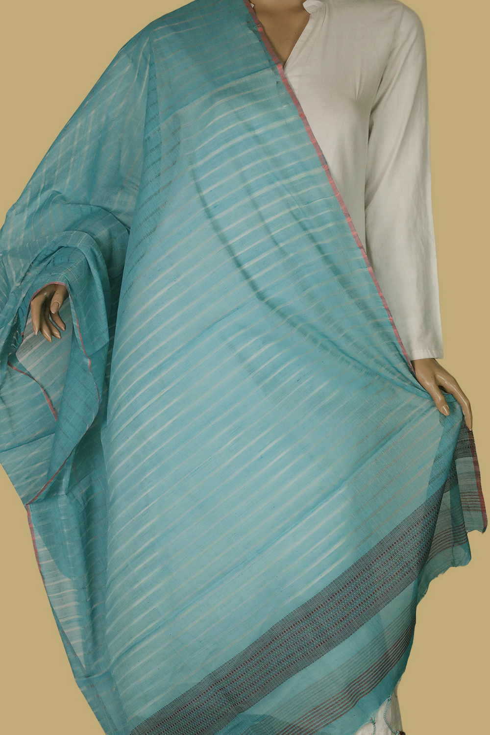Ice Blue Handwoven Cotton Dupatta