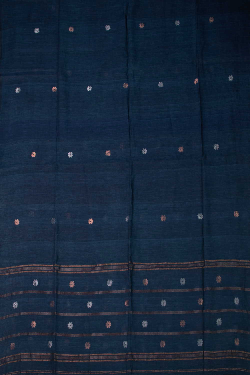 Floral Butta - Azure Blue Jamdani Cotton Dupatta - Image 3