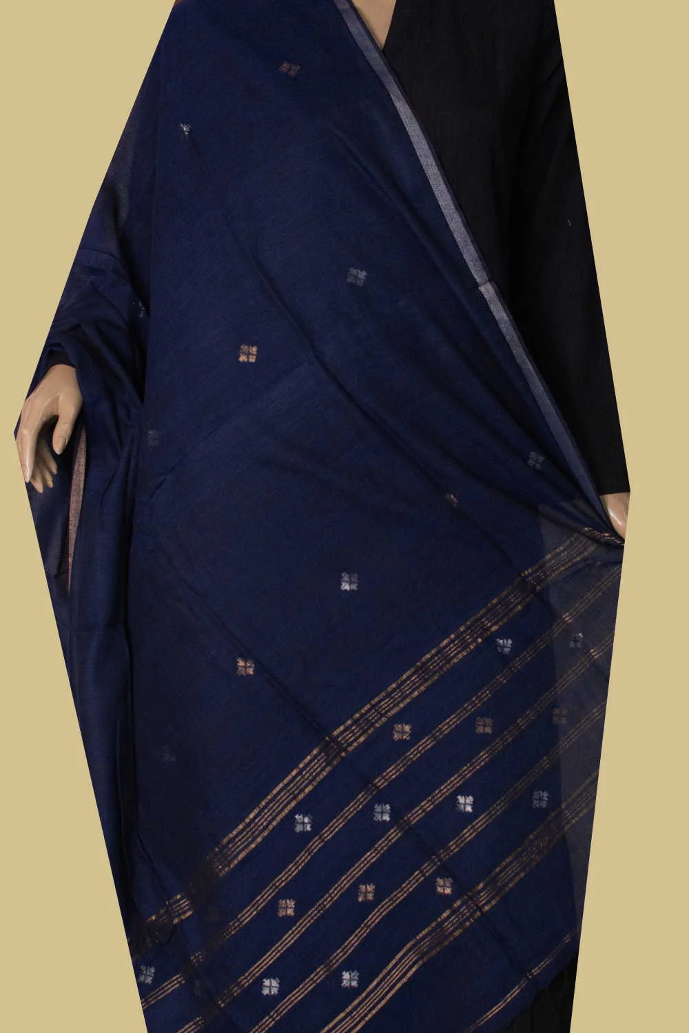 Deep Blue Jamdani Cotton Dupatta