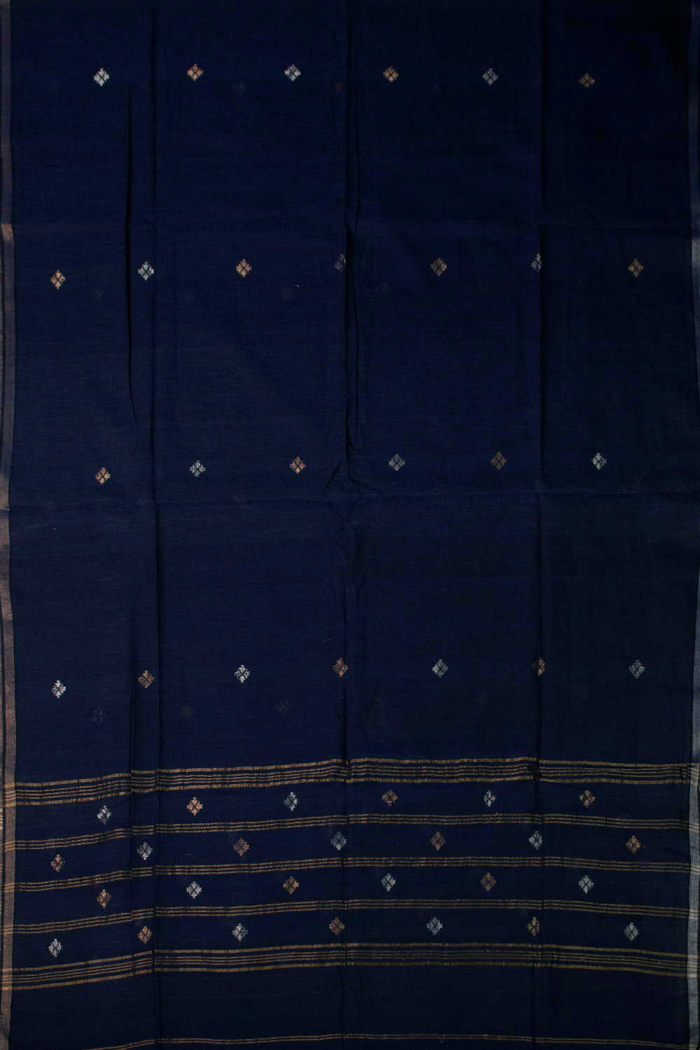Deep Blue Jamdani Cotton Dupatta - Image 2