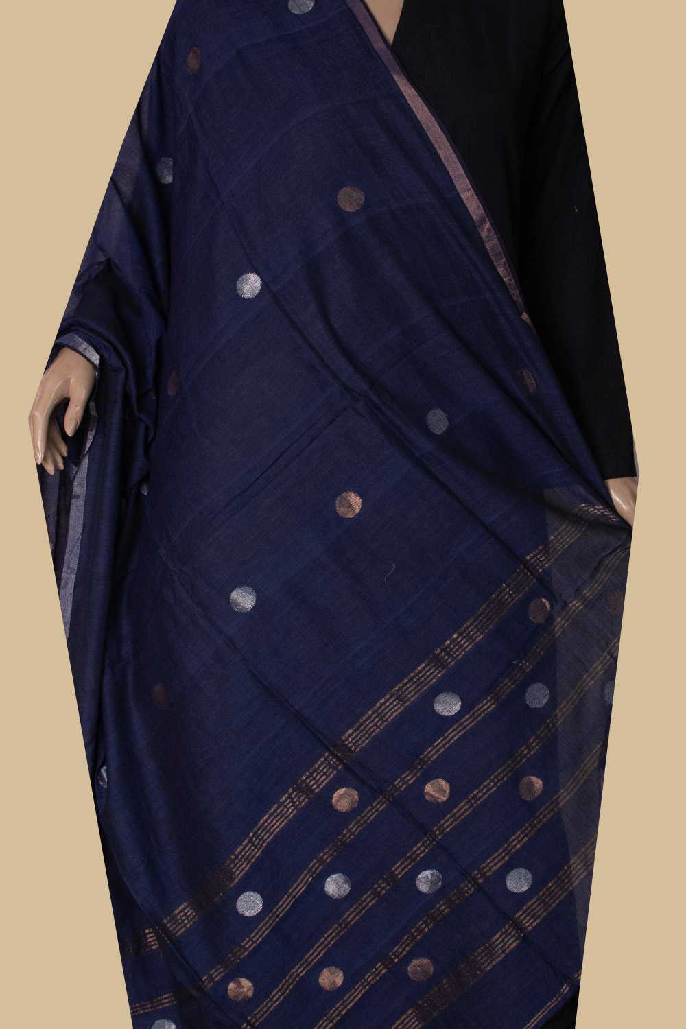 Circle Butta - Deep Blue Jamdani Cotton Dupatta