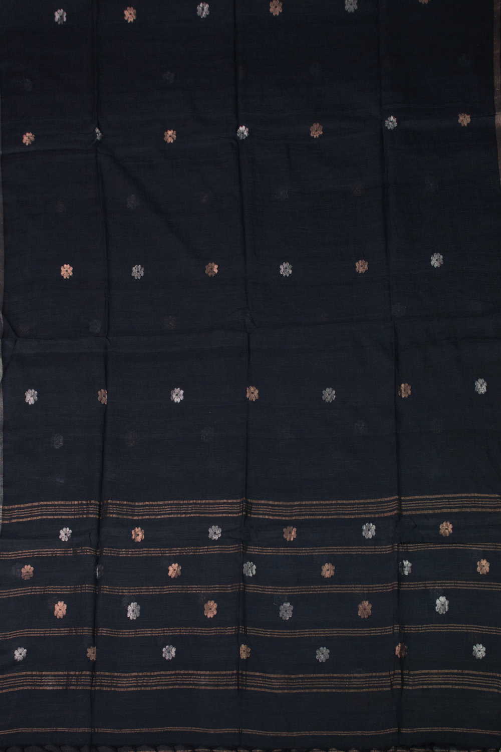 Slate Black - Zari Motifs Jamdani Cotton Dupatta - Image 3