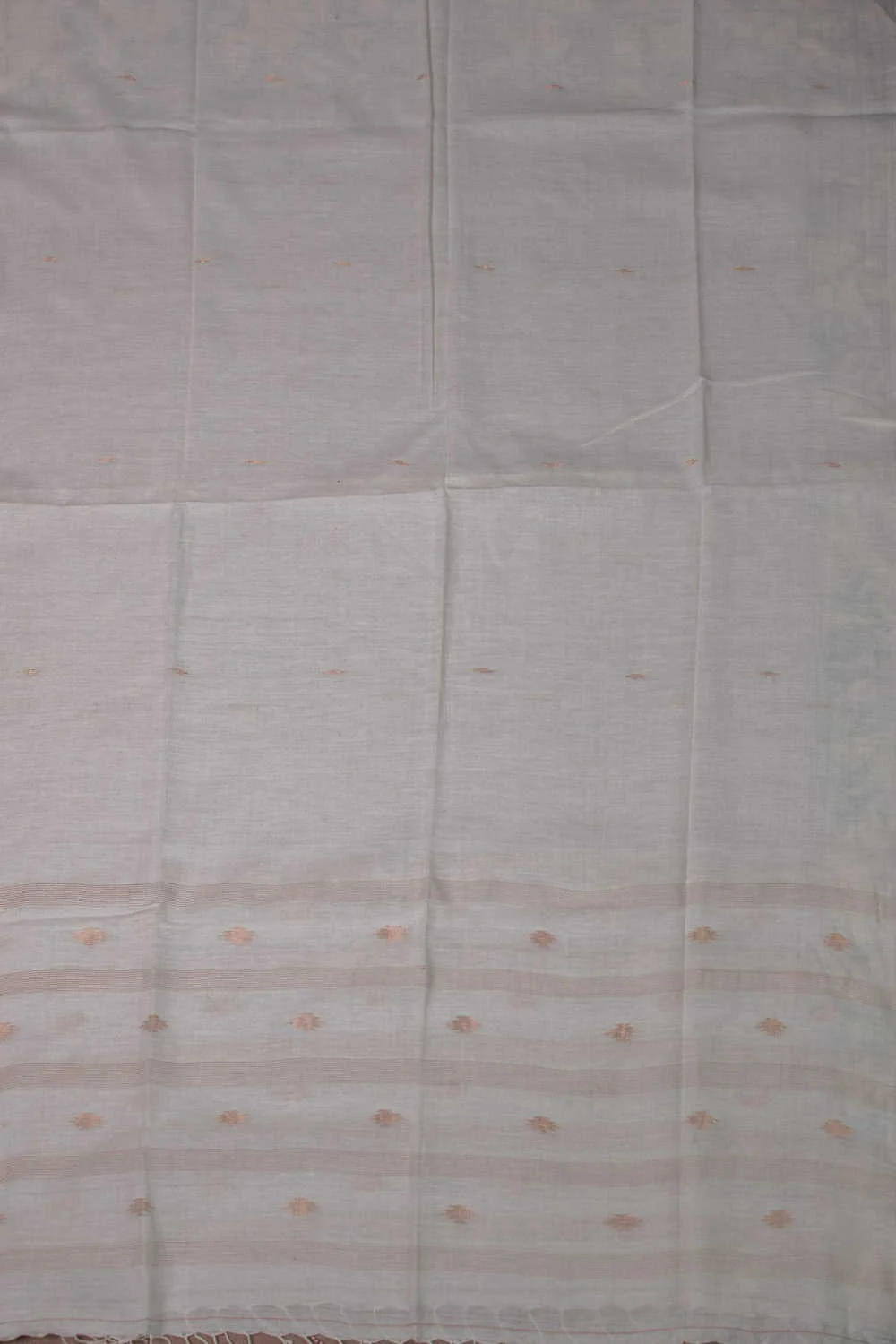 Gold Zari Motifs - Cream Jamdani Cotton Dupatta - Image 3