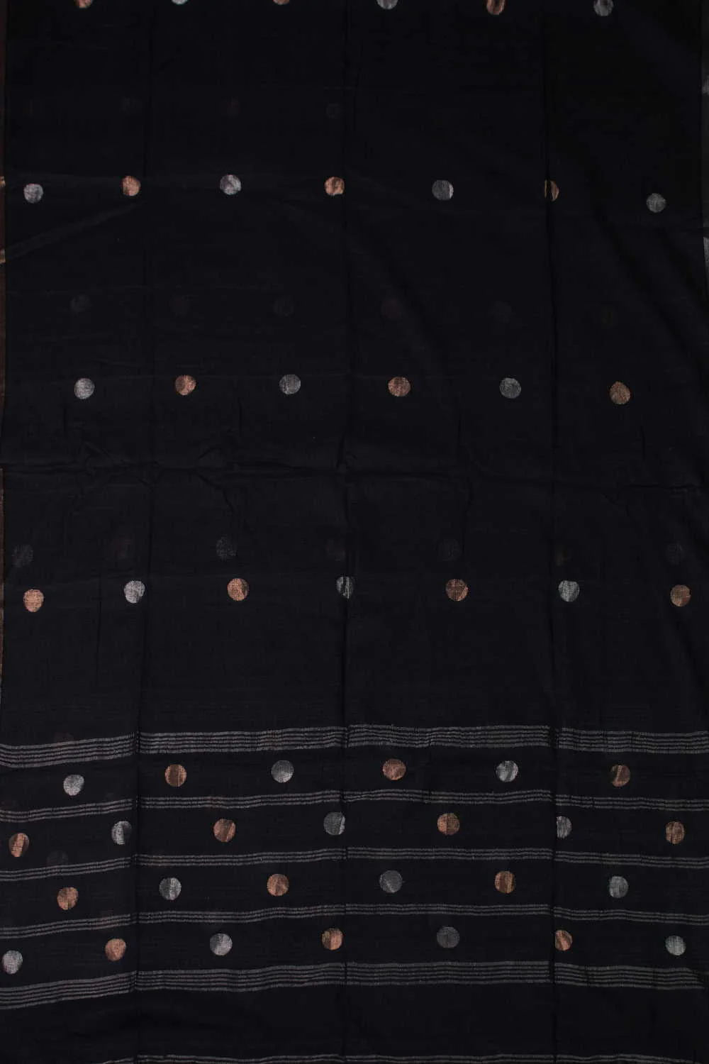 Circle Motifs - Black Jamdani Cotton Dupatta - Image 3