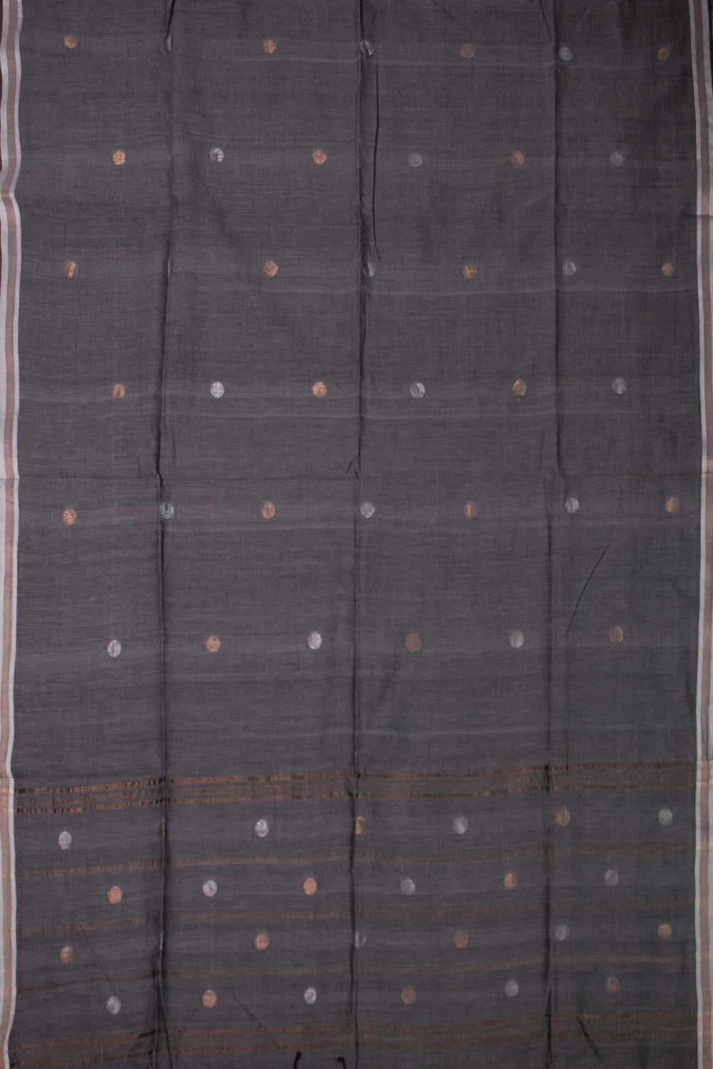 Coin Zari Butta - Dark Grey Jamdani Cotton Dupatta - Image 3