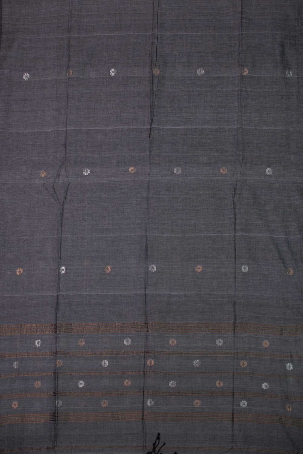 Gold & Silver Butta - Grey Jamdani Cotton Dupatta - Image 3