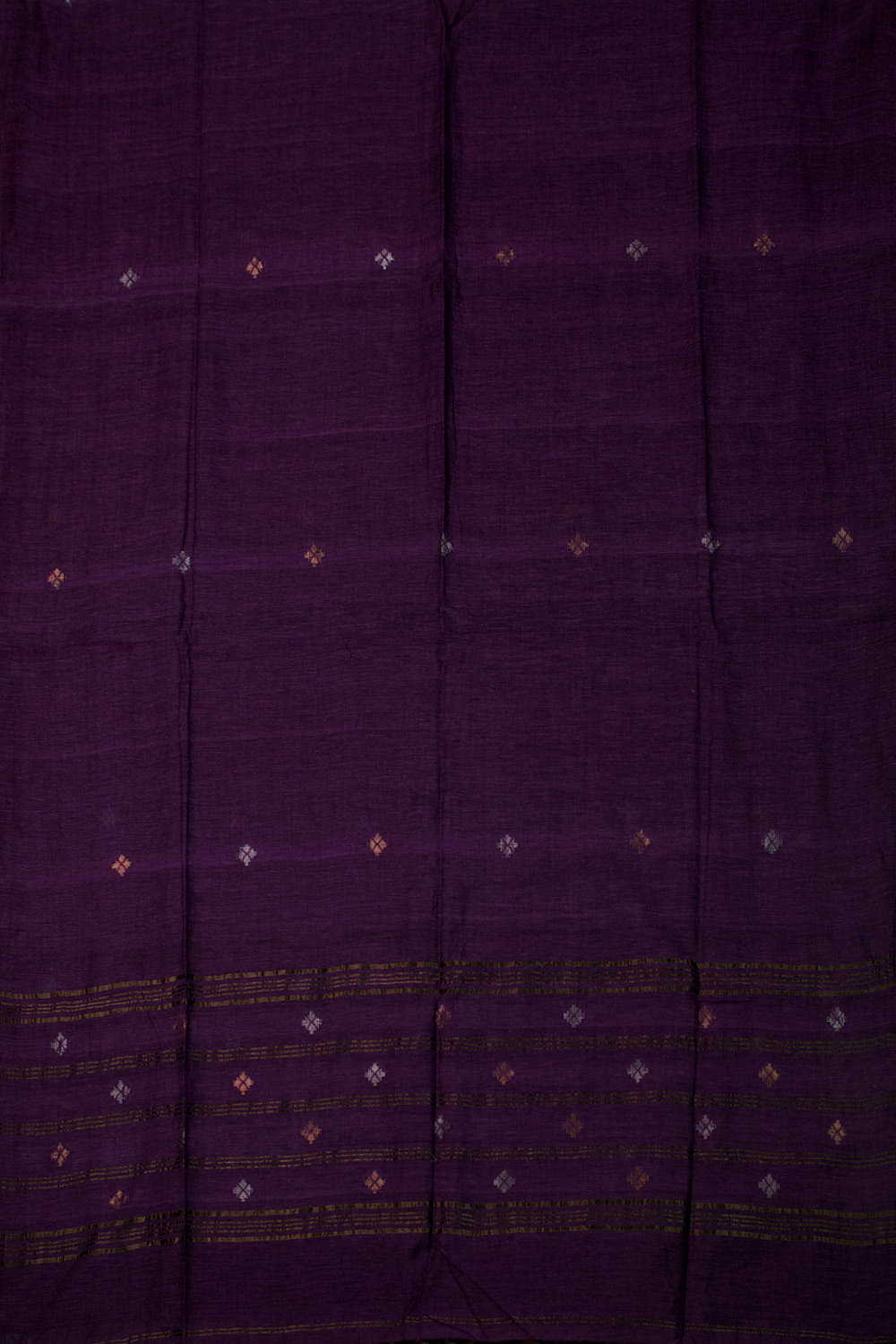 Blackish Purple - Zari Motifs Jamdani Cotton Dupatta - Image 2