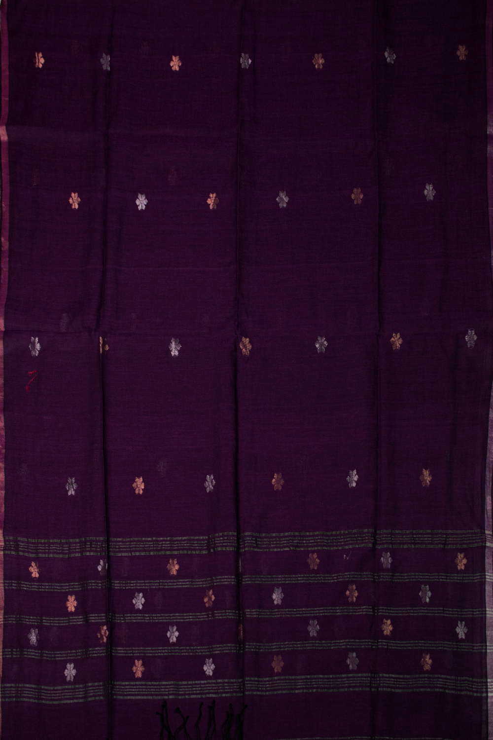 Floral Motifs- Purple Jamdani Cotton Dupatta - Image 2