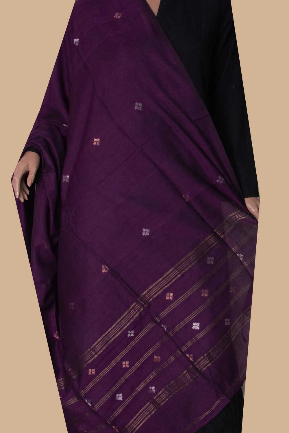 Arrow Motifs - Purple Jamdani Cotton Dupatta
