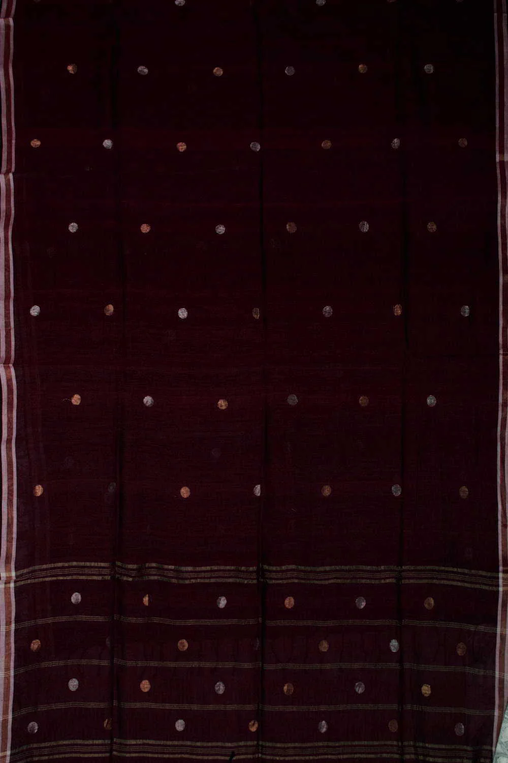 Burnt Maroon - Zari Dots Jamdani  Cotton Dupatta - Image 2