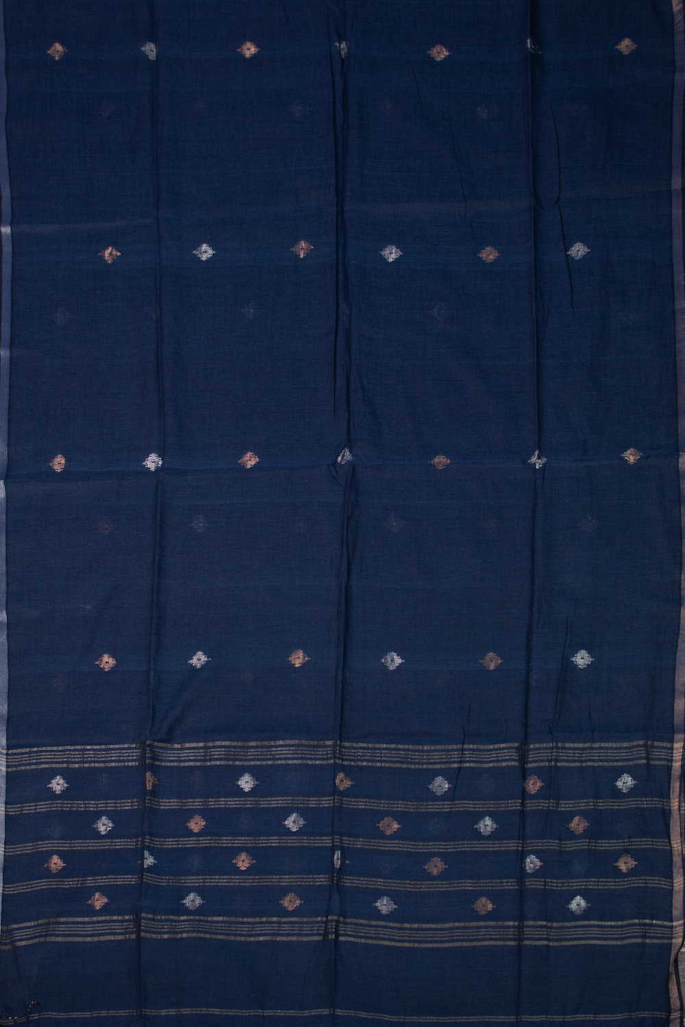 Prussian Blue - Zari Motifs Jamdani Cotton Dupatta - Image 3
