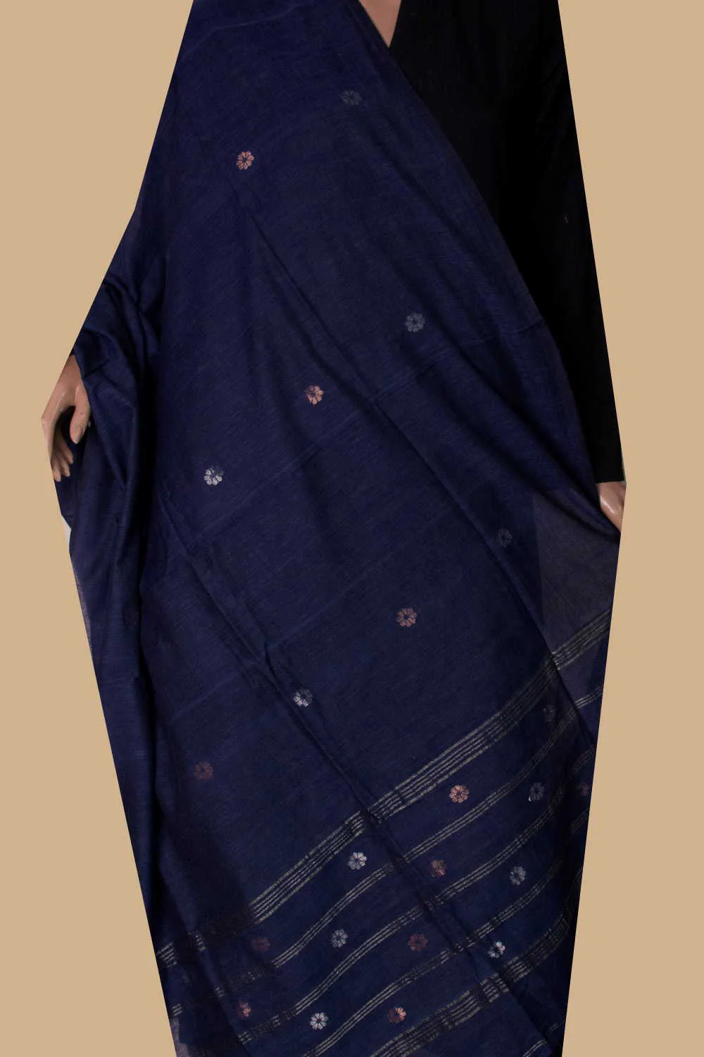 Zari Floral - Blue Jamdani Cotton Dupatta