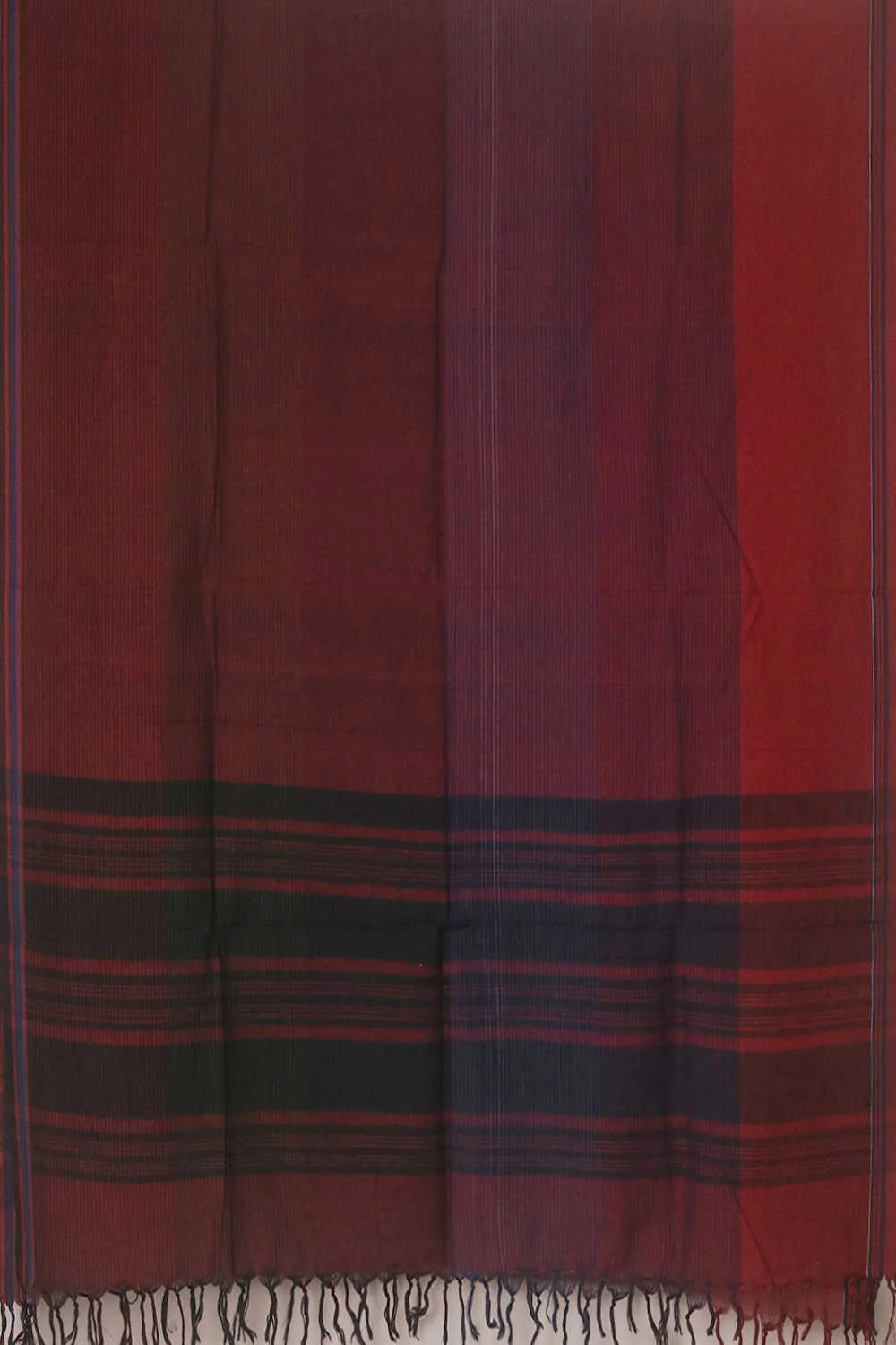 Rust Maroon Multi Shaded Handwoven Cotton Dupatta - Image 2