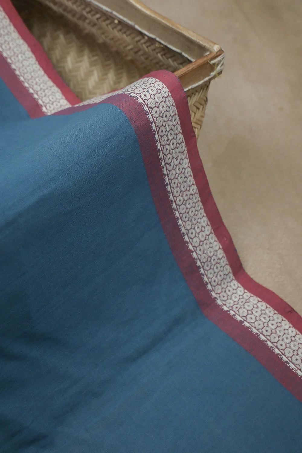 Denim Blue Handwoven Cotton Fabric - Image 3
