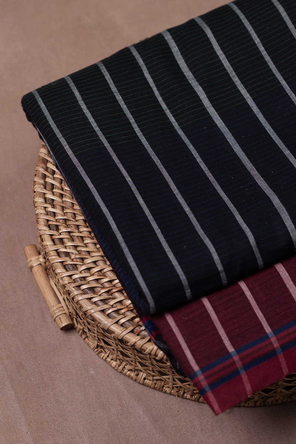 Colored Stripe Pattern Handwoven Cotton Fabric