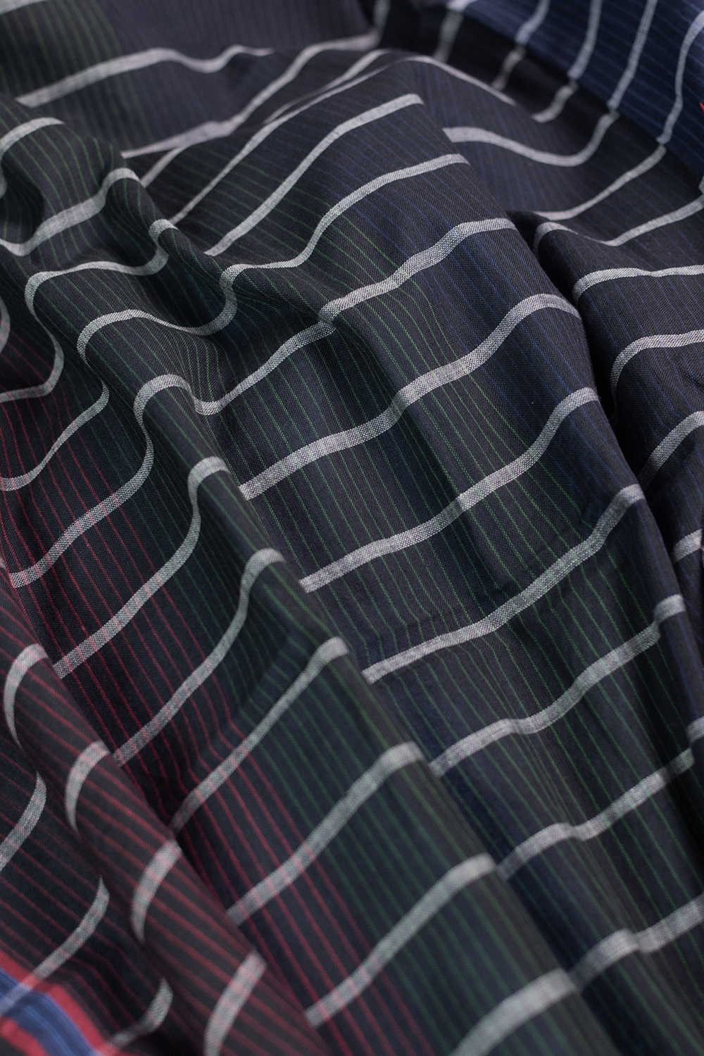 Colored Stripe Pattern Handwoven Cotton Fabric - Image 3