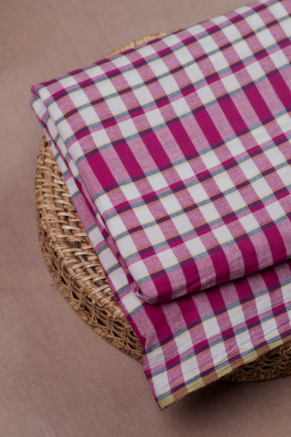 Rose Garden Checks Handwoven Cotton Fabric