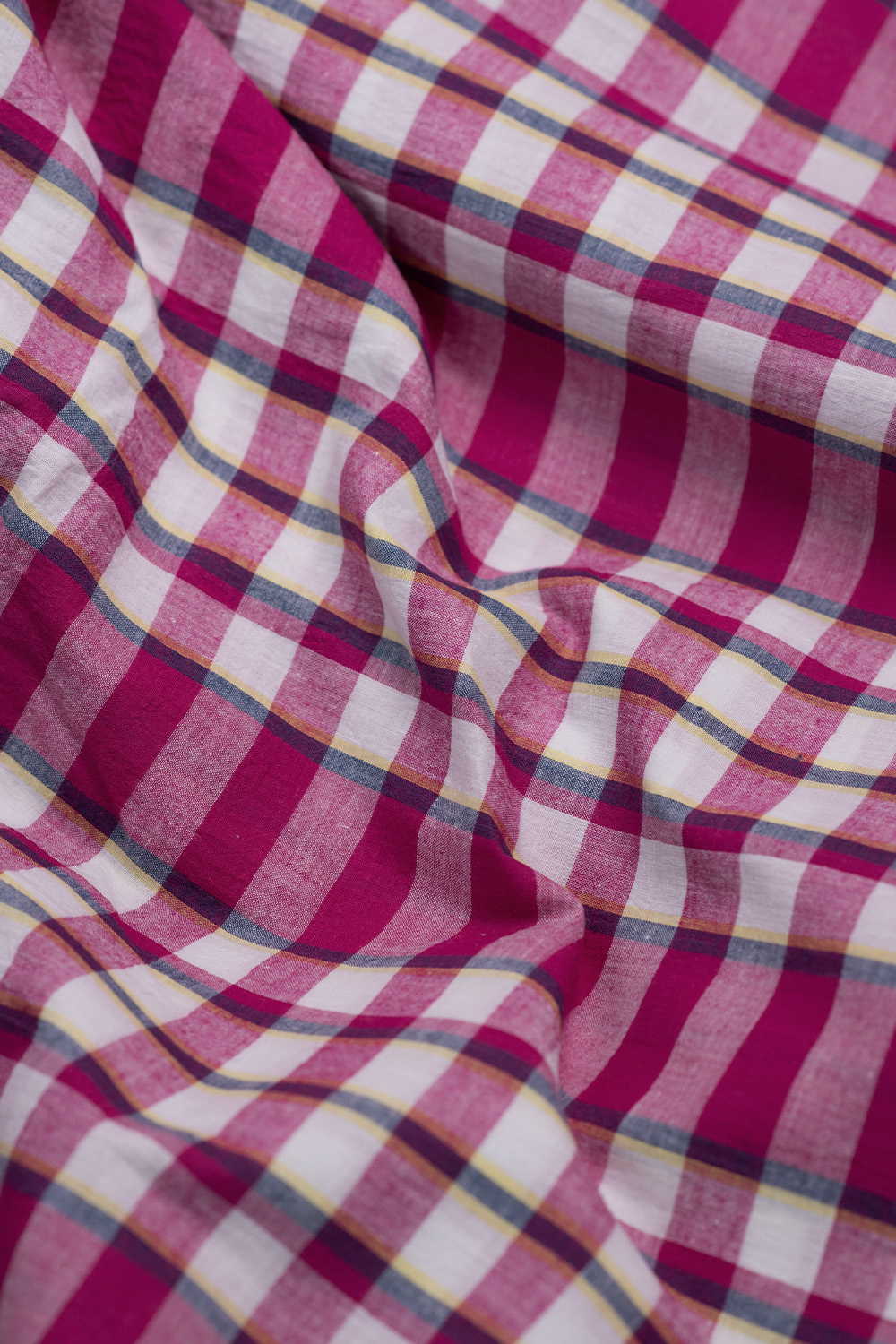 Rose Garden Checks Handwoven Cotton Fabric - Image 3