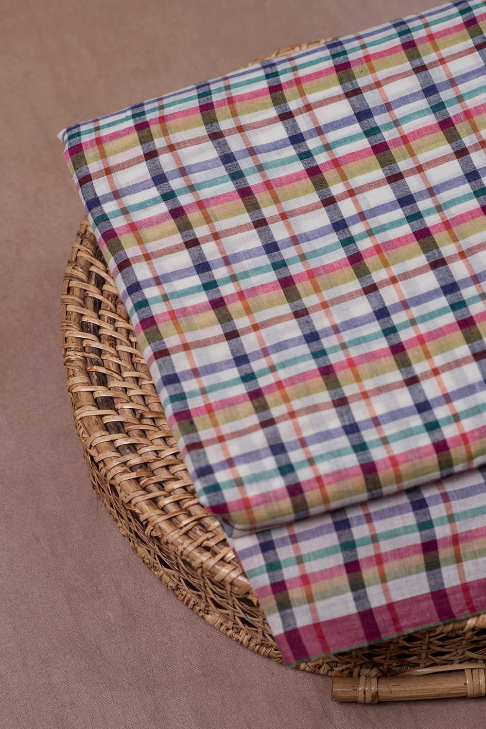 Colored Checks Handwoven Cotton Fabric