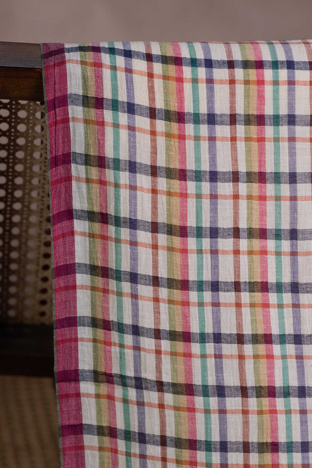 Colored Checks Handwoven Cotton Fabric - Image 2