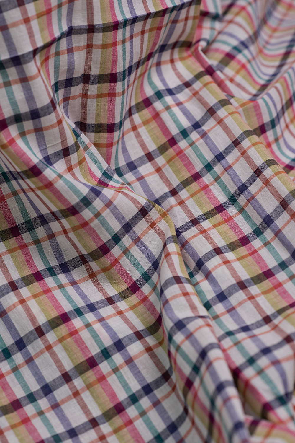 Colored Checks Handwoven Cotton Fabric - Image 3