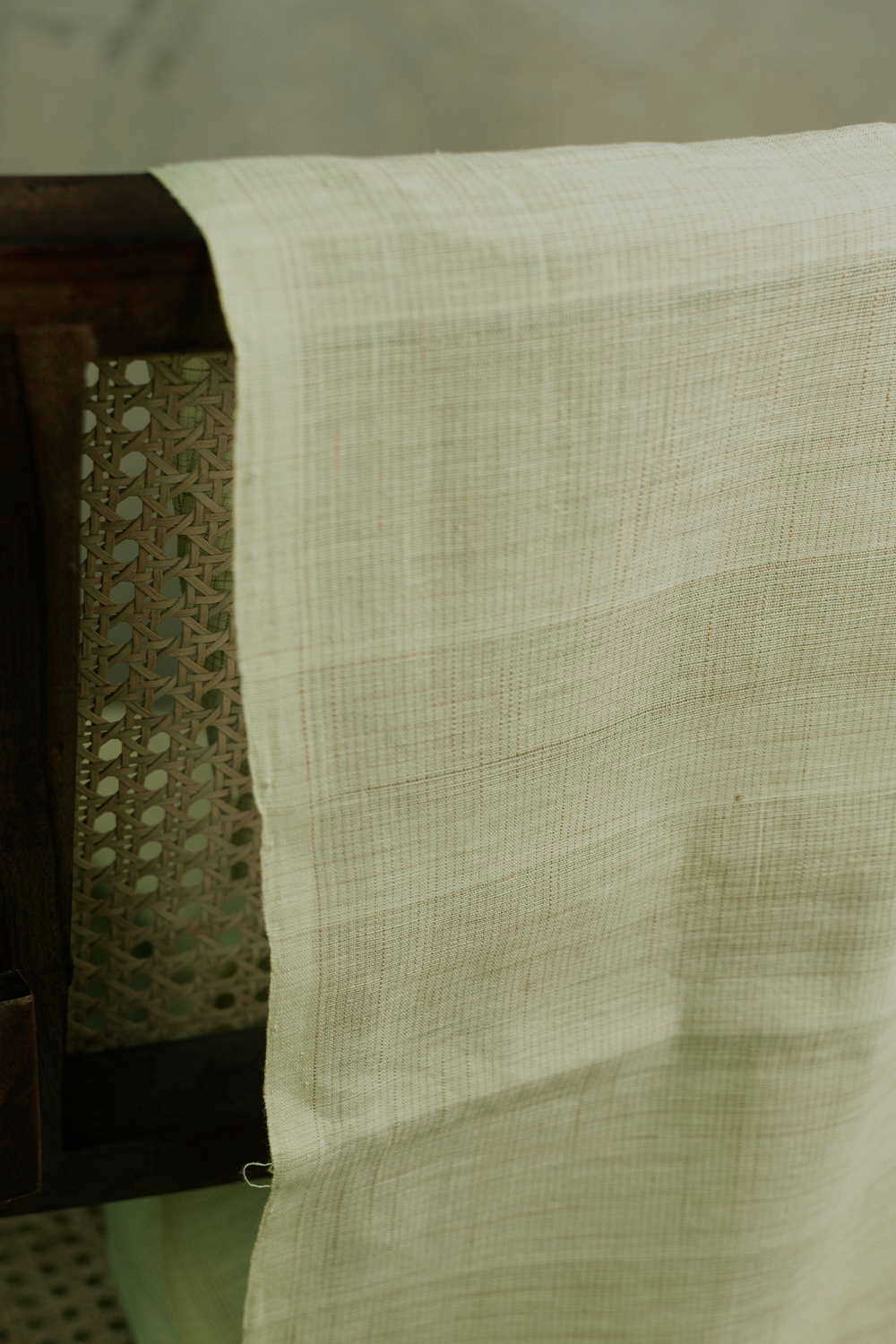 Pale Yellow Handwoven Cotton Fabric - Image 3