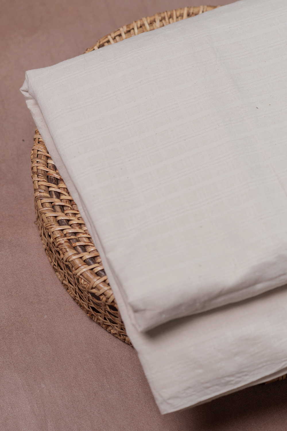 Checks - Cream Handwoven Cotton Fabric