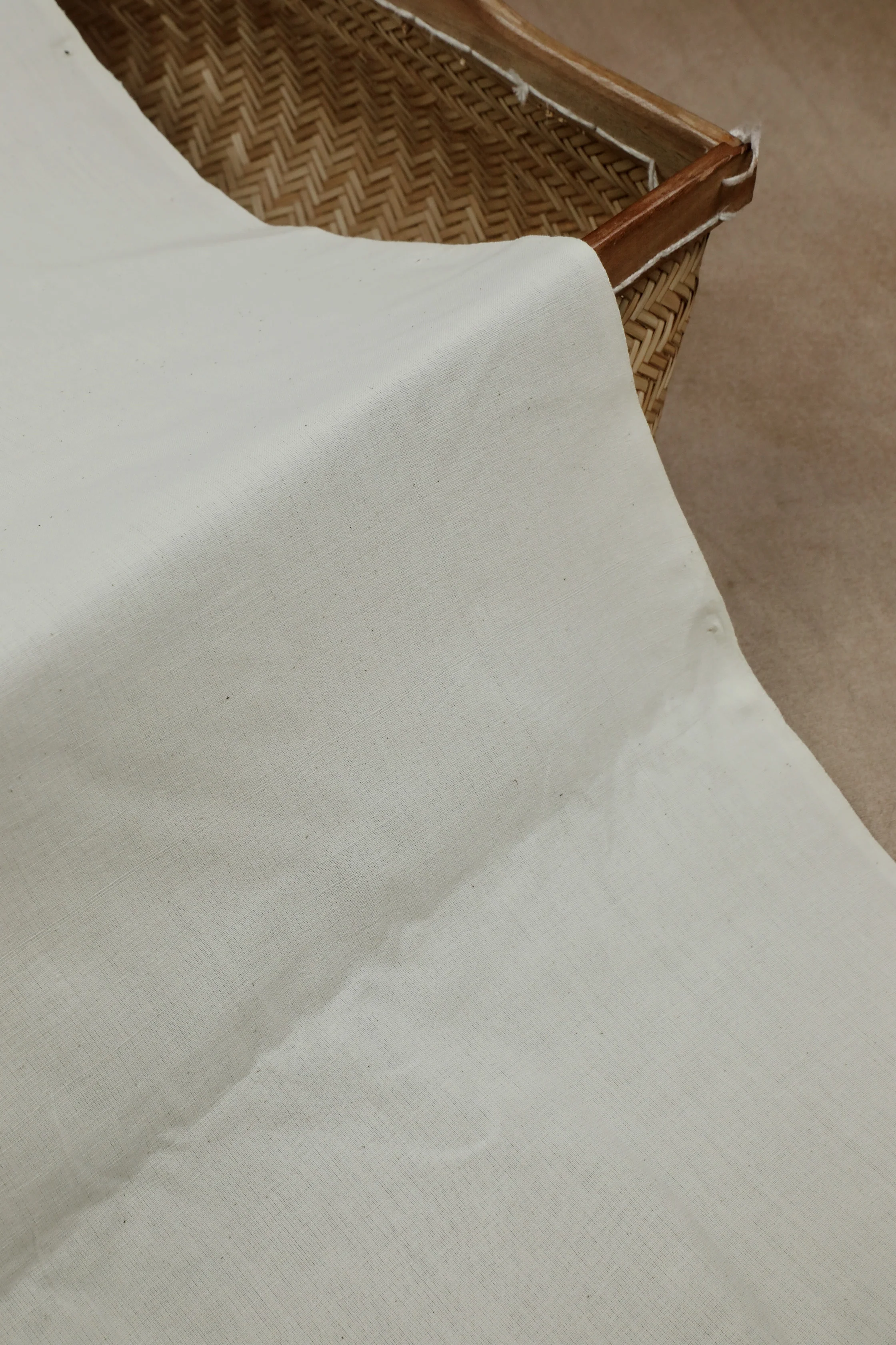 Daisy Cream Yarn Dyed Handwoven Cotton Fabric - Image 3