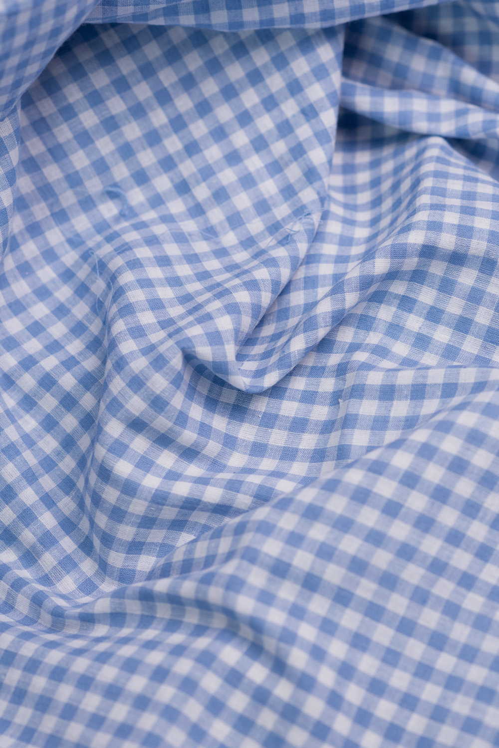 Blue with White Checks Handwoven Cotton Fabric - Image 3