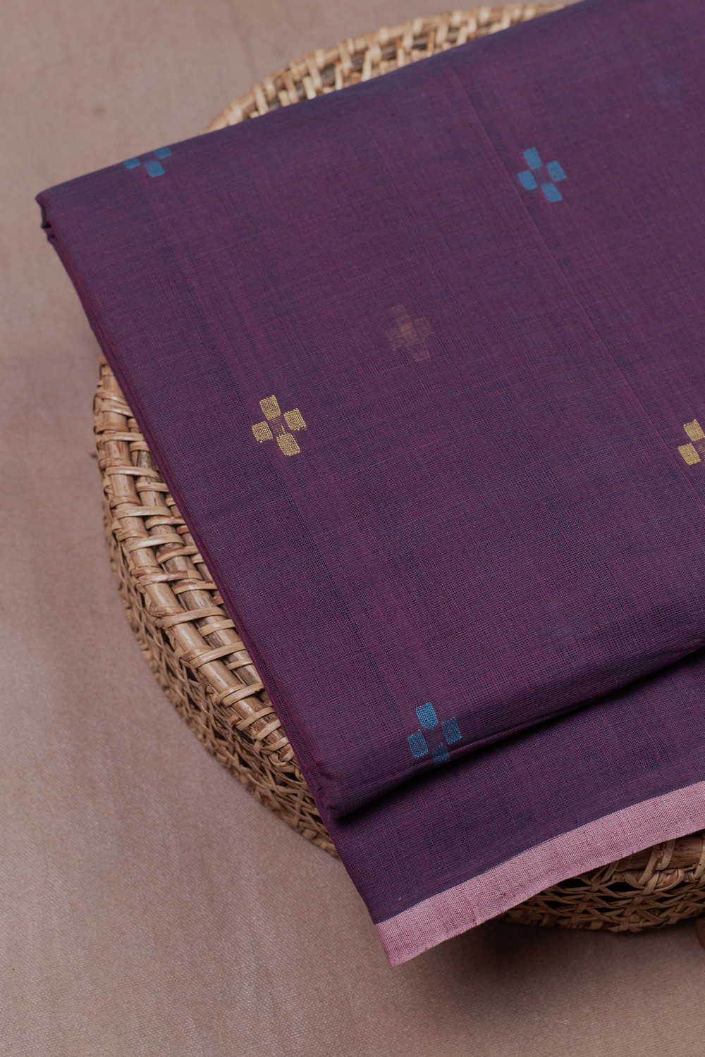Butta on Purple Handspun Cotton Fabric - Image 3