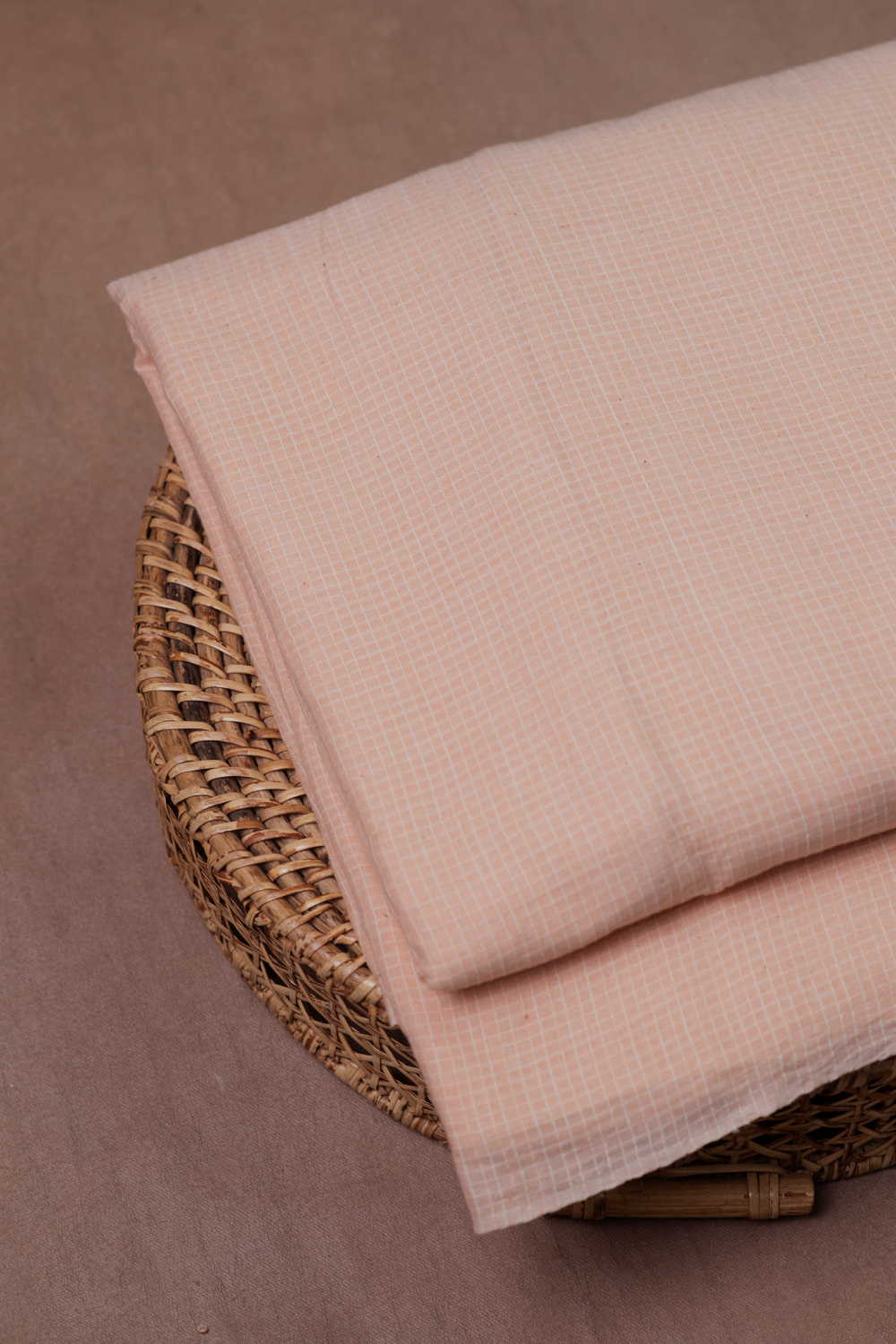 Coral Peach Handwoven Cotton Fabric