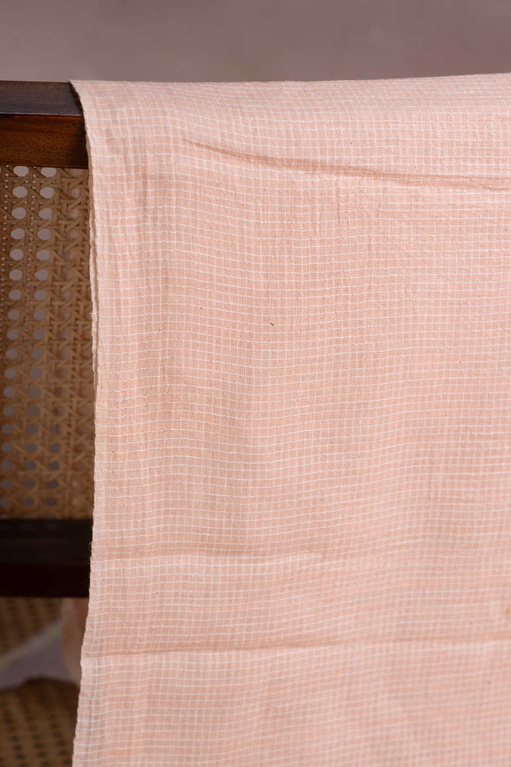Coral Peach Handwoven Cotton Fabric - Image 2