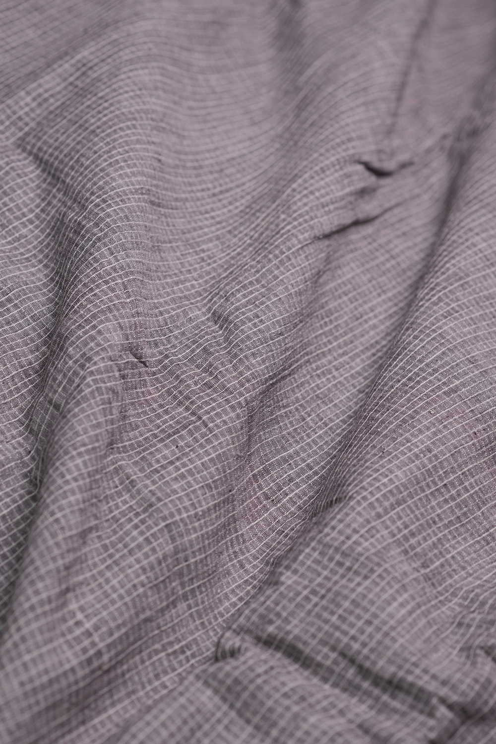 Grey - Checks Handwoven Cotton Fabric - Image 3