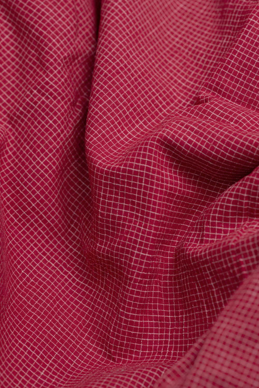 Cream Checks Handwoven Cotton Fabric - Image 3